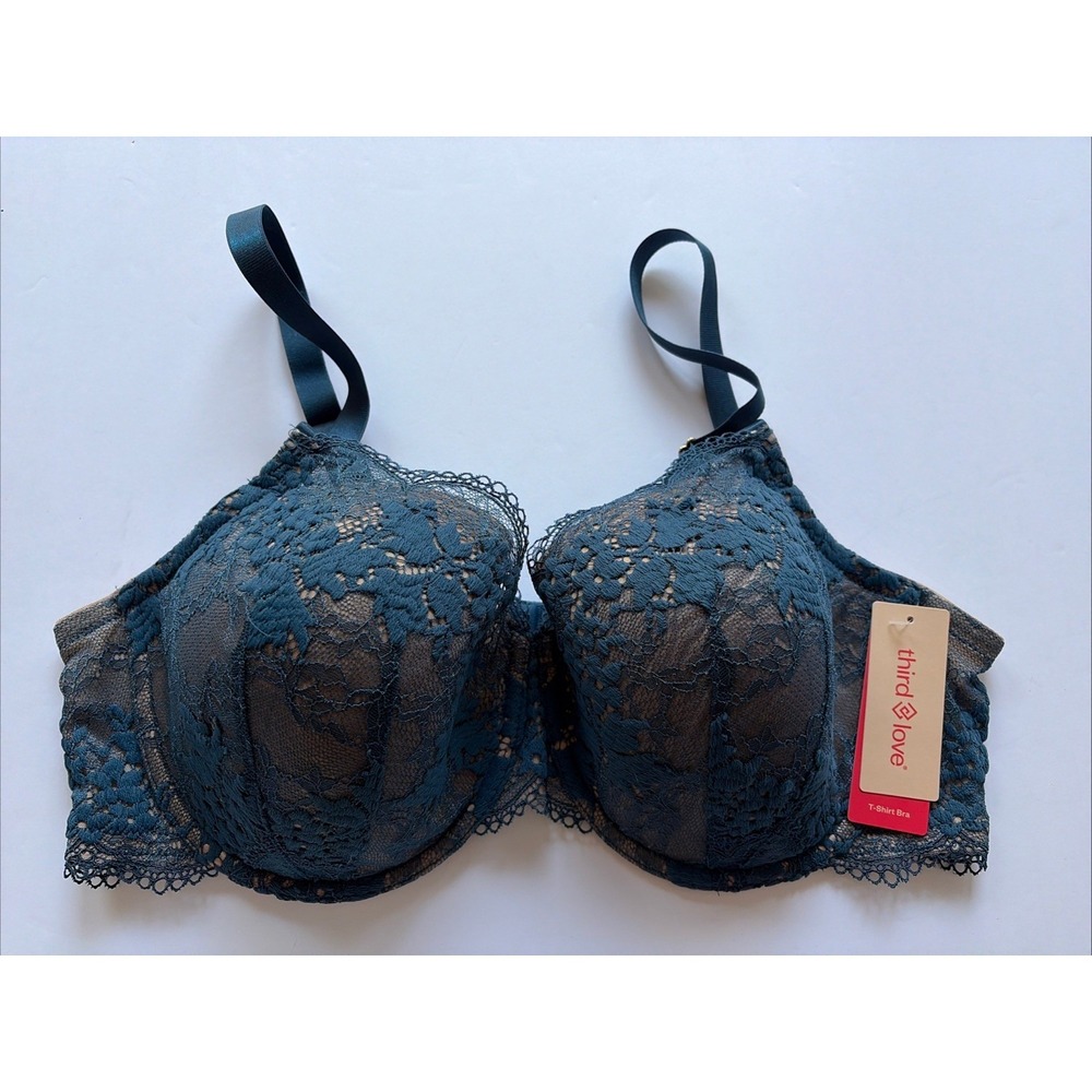 ThirdLove All‎ Day Lace T-Shirt Bra 40C Peacock Blue NWT Underwire Memory Foam